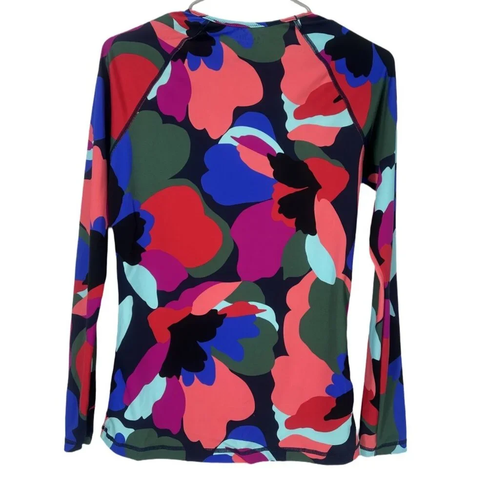 🌈 Athleta Vibrant Abstract Long Sleeve Workout Top Stretch M 🌈 - Picture 5 of 6